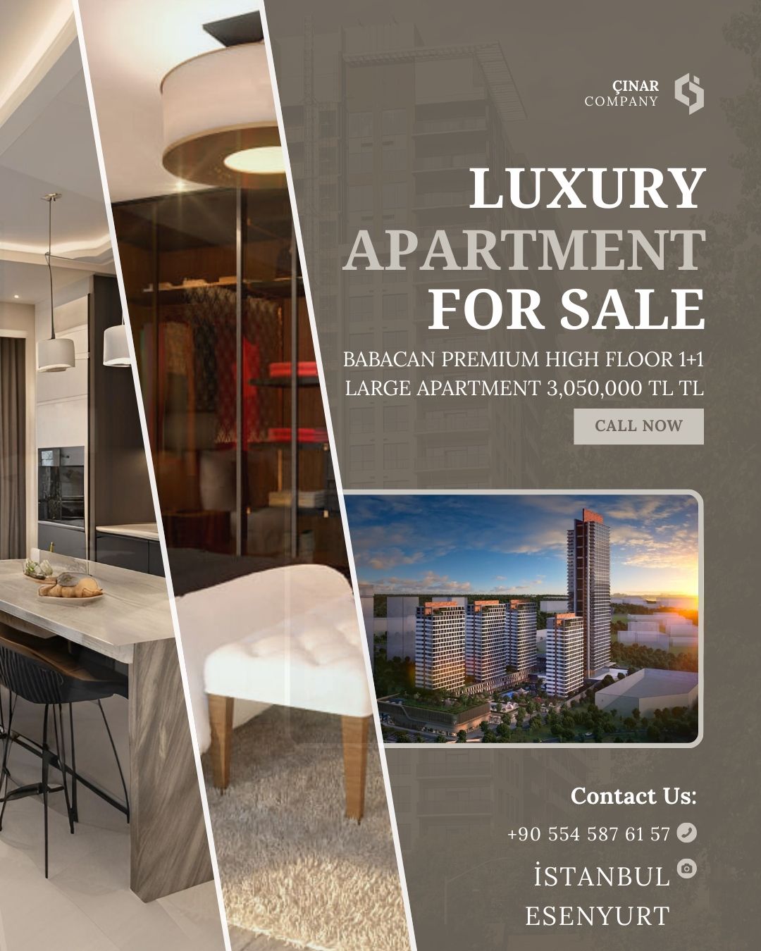 Babacan Premium Orta Kat Boş ve Hemen Teslim Satılık Daire